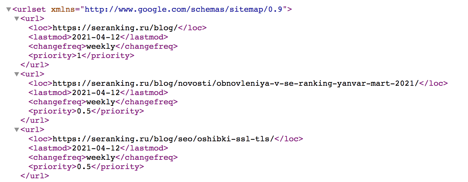 XML Sitemap SE Ranking Карта сайта SE Ranking