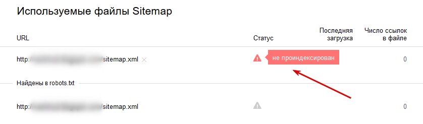 Статус файла Sitemap в Яндекс.Вебмастере Статус карты сайта в Яндекс.Вебмастере