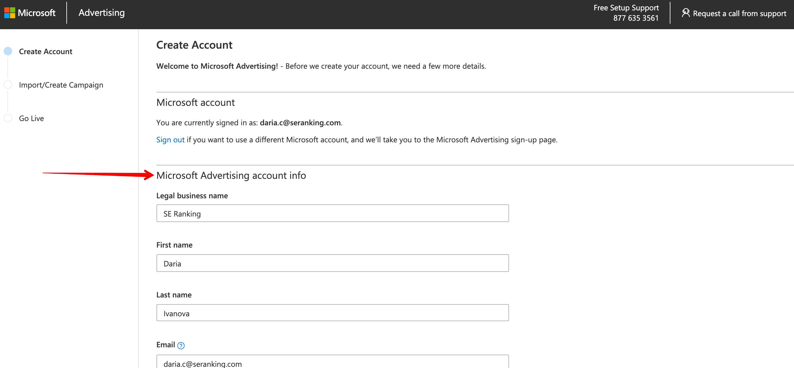 Создание аккаунта в Microsoft Advertising Регистрация в Microsoft Advertising